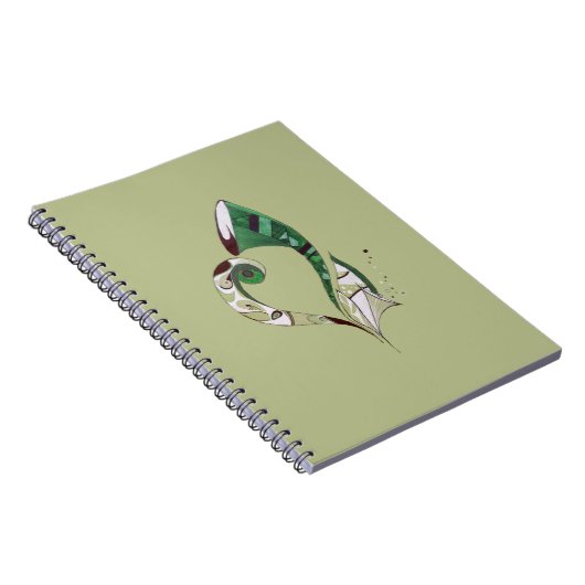 モダン抽象芸術グリーン手書きインクイラストレーション ノートブック (右側)