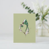 モダン抽象芸術グリーン手書きインクイラストレーション ポストカード (スタンド正面)