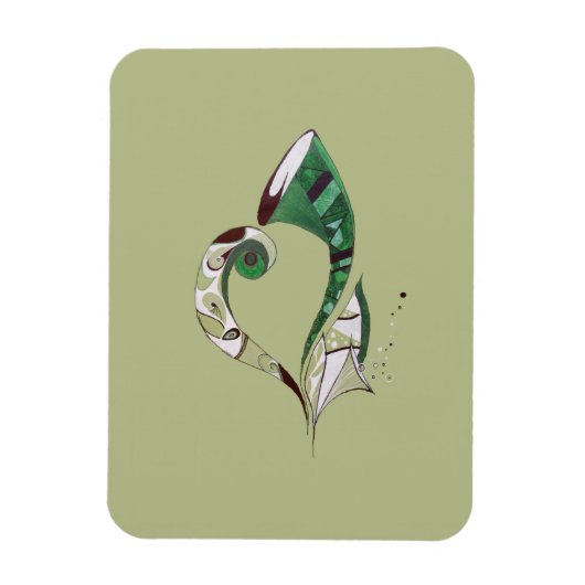 モダン抽象芸術グリーン手書きインクイラストレーション マグネット (縦)