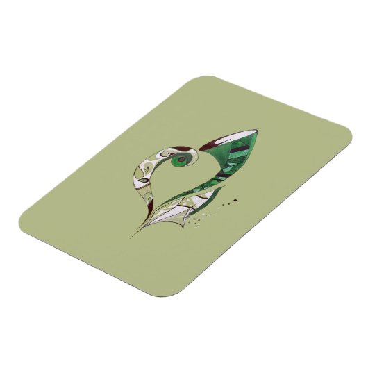 モダン抽象芸術グリーン手書きインクイラストレーション マグネット (左側)