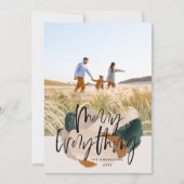 モダン抽象芸術グリーン1写真クリスマス休暇 案内状 (正面)