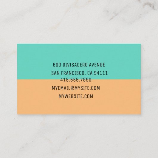 モダン抽象芸術グリーン&オレンジプロフェッショナル 名刺 (裏面)