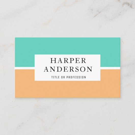 モダン抽象芸術グリーン&オレンジプロフェッショナル 名刺 (正面)