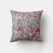 モダン抽象芸術グレイエレガントブルゴーニュフローラ クッション (裏面)