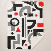 モダン抽象芸術グレーレッド白黒 シェルパブランケット (正面)