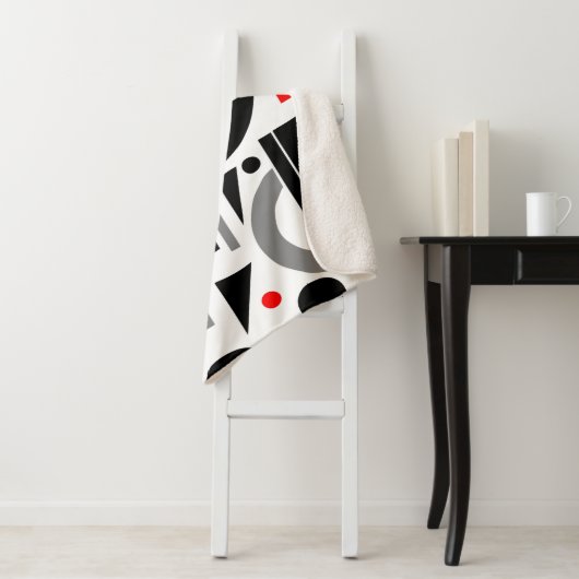 モダン抽象芸術グレーレッド白黒 シェルパブランケット (インサイチュ)