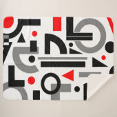 モダン抽象芸術グレーレッド白黒 シェルパブランケット (正面(横))