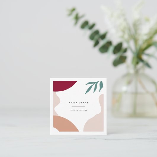 モダン抽象芸術コンテンポラリー形 スクエア名刺 (スタンド正面)
