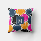 モダン抽象芸術サークルモノグラムピンクティール（緑がかった色） クッション (裏面)