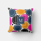 モダン抽象芸術サークルモノグラムピンクティール（緑がかった色） クッション (正面)