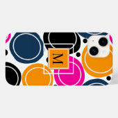 モダン抽象芸術サークルモノグラムピンクティール(緑がかった色) Case-Mate iPhoneケース (裏面 (横))