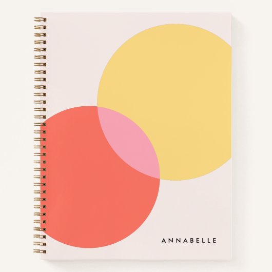 モダン抽象芸術サークル赤イエローピンクミニマリスト ノートブック (正面)