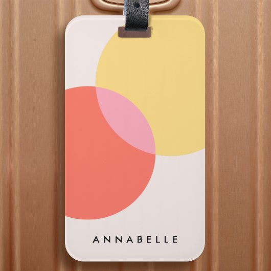 モダン抽象芸術サークル赤イエローピンクミニマリスト ラゲッジタグ