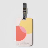モダン抽象芸術サークル赤イエローピンクミニマリスト ラゲッジタグ (正面縦)