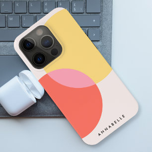 モダン抽象芸術サークル赤イエローピンクミニマリスト iPhone 15 PROケース