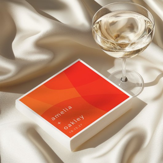 モダン抽象芸術シェイプはっきりしたオレンジ スタンダードカクテルナプキン