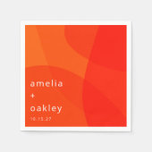 モダン抽象芸術シェイプはっきりしたオレンジ スタンダードカクテルナプキン (正面)