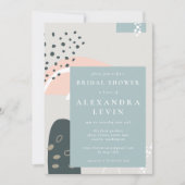 モダン抽象芸術シェイプズパステルグレーブライダルシャワー 招待状 (正面)
