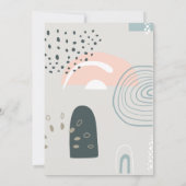 モダン抽象芸術シェイプズパステルグレーブライダルシャワー 招待状 (裏面)