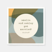 モダン抽象芸術シェイプセージティール(緑がかった色)カスタムウェディング スタンダードカクテルナプキン (正面)