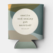 モダン抽象芸術シェイプセージティール（緑がかった色）カスタムウェディング 缶クーラー (正面)