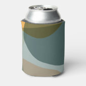 モダン抽象芸術シェイプセージティール（緑がかった色）カスタムウェディング 缶クーラー (缶裏面)
