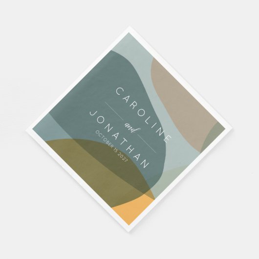 モダン抽象芸術シェイプティール(緑がかった色)トゥーペカスタムウェディング スタンダードランチョンナプキン (角)