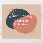 モダン抽象芸術シェイプTerracottaネイビー結婚ズ ビールラベル (シングルラベル)