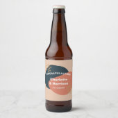 モダン抽象芸術シェイプTerracottaネイビー結婚ズ ビールラベル (正面)