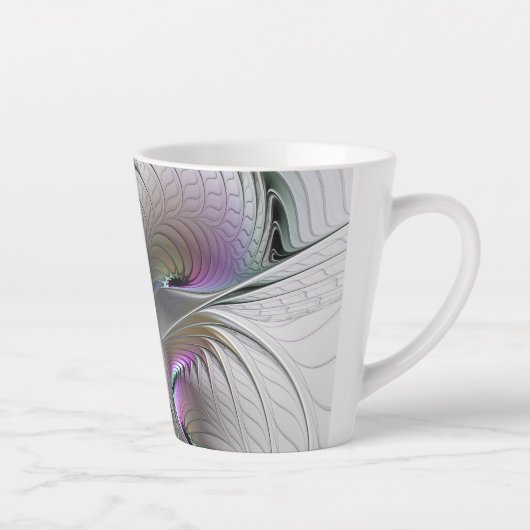 モダン抽象芸術シャイファンタジー姿フラクタル カフェラテマグ (右)