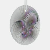 モダン抽象芸術シャイファンタジー姿フラクタル ガラスオーナメント (正面右)