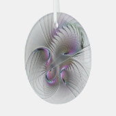 モダン抽象芸術シャイファンタジー姿フラクタル ガラスオーナメント (正面左)