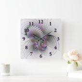 モダン抽象芸術シャイファンタジー姿フラクタル スクエア壁時計 (ホーム)