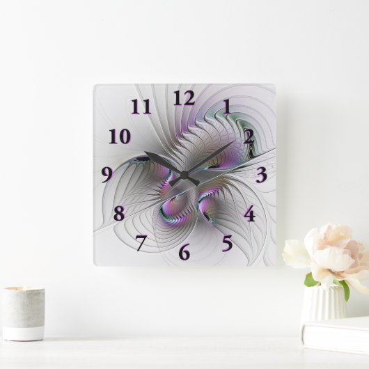 モダン抽象芸術シャイファンタジー姿フラクタル スクエア壁時計 (ホーム)