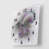 モダン抽象芸術シャイファンタジー姿フラクタル スクエア壁時計 (傾斜)