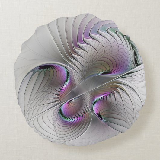モダン抽象芸術シャイファンタジー姿フラクタル ラウンドクッション (裏面)
