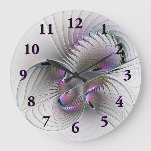 モダン抽象芸術シャイファンタジー姿フラクタル ラージ壁時計 (正面)