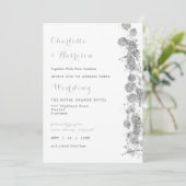 モダン抽象芸術シルバー白結婚色写真 招待状 (スタンド正面)