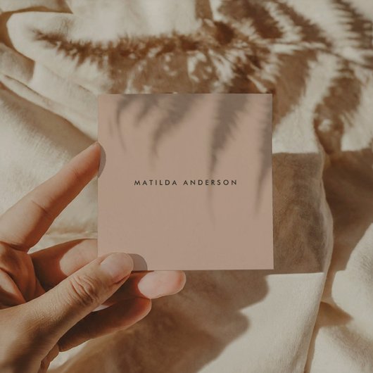 モダン抽象芸術シンプルベージュ緑テラコッタ スクエア名刺