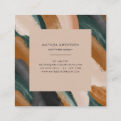 モダン抽象芸術シンプルベージュ緑テラコッタ スクエア名刺 (裏面)