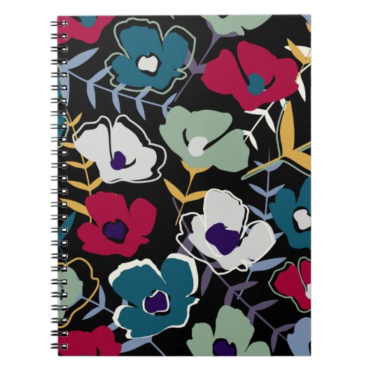 モダン抽象芸術シンプル小さな花と葉e ノートブック (正面)