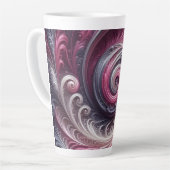 モダン抽象芸術シンプル渦巻きピンクと紫 カフェラテマグ (左アングル)