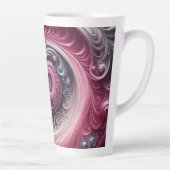 モダン抽象芸術シンプル渦巻きピンクと紫 カフェラテマグ (右)