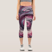 モダン抽象芸術シンプル渦巻きピンクと紫 カプリレギンス (正面)