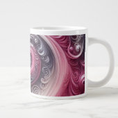 モダン抽象芸術シンプル渦巻きピンクと紫 ジャンボコーヒーマグカップ (右)