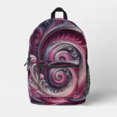 モダン抽象芸術シンプル渦巻きピンクと紫 プリントバックパック (正面)