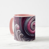 モダン抽象芸術シンプル渦巻きピンクと紫 マグカップ (正面左)