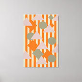 モダン抽象芸術ジオメトストライプリ図形とオレンジ キャンバスプリント (正面)