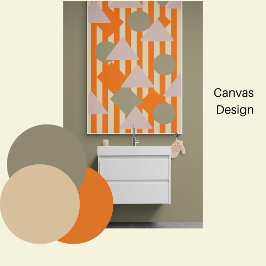 モダン抽象芸術ジオメトストライプリ図形とオレンジ キャンバスプリント