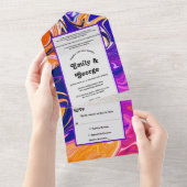 モダン抽象芸術スタイリッシュ銀河系ウェーブシック結婚ス オールインワン招待状 (貼ってはがせる)